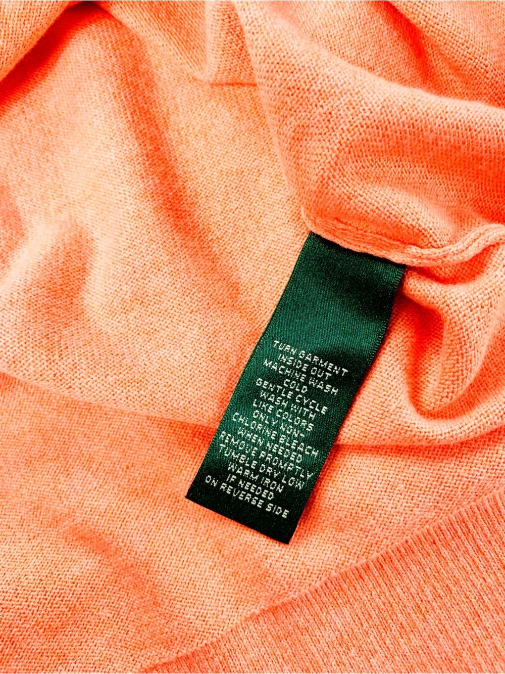 Ralph Lauren Coral V Neck Sweater 100% Cotton NWOT Lightweight Preppy Pullover - Picture 13 of 13